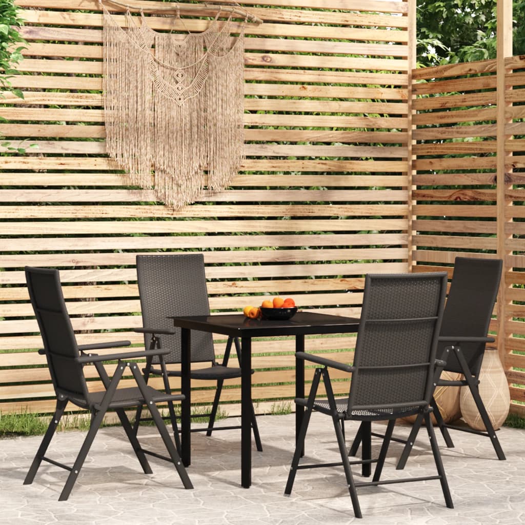 7 pcs conjunto de jantar para jardim preto