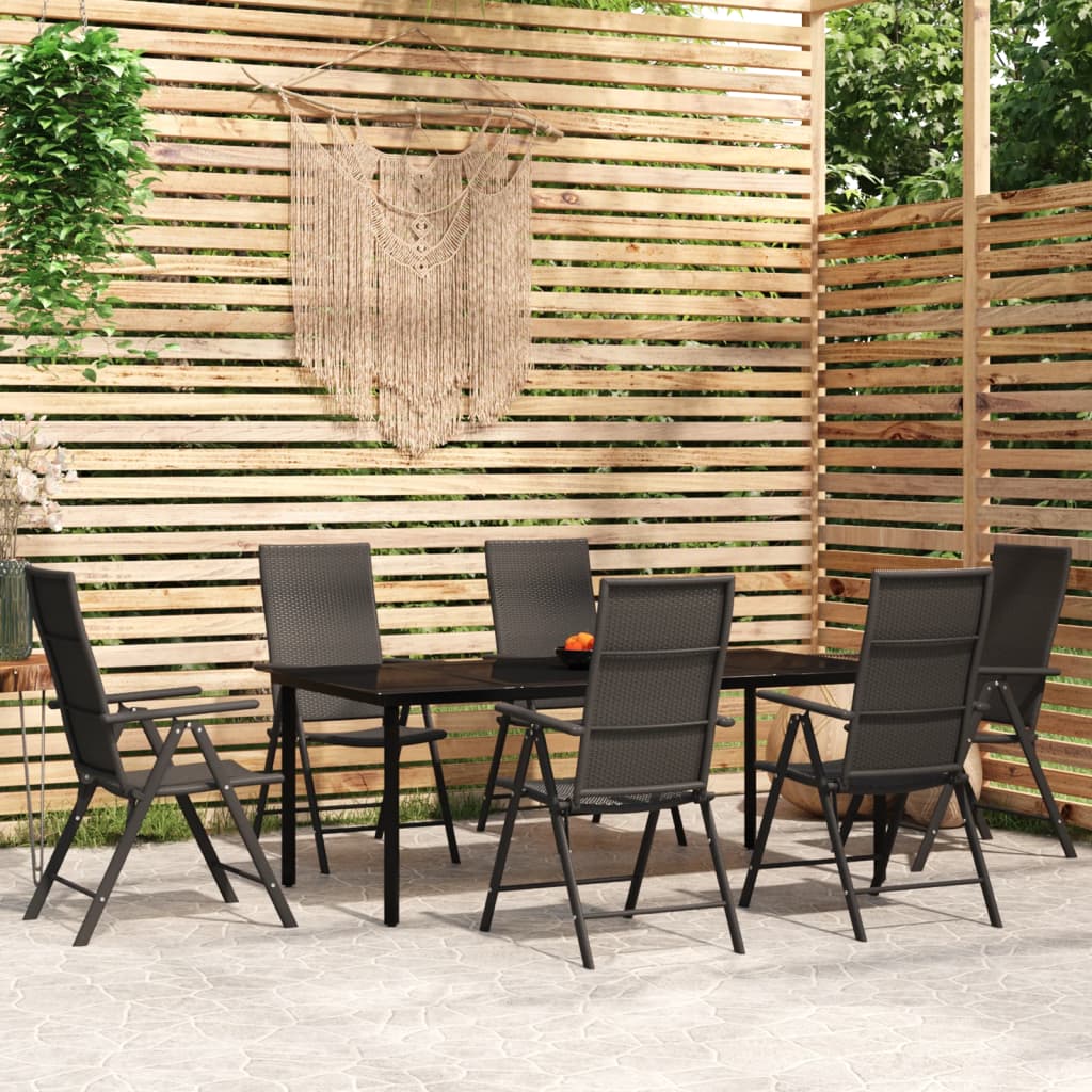 9 pcs conjunto de jantar para jardim preto