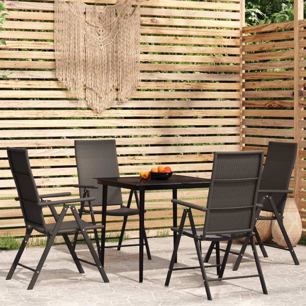 7 pcs conjunto de jantar para jardim preto
