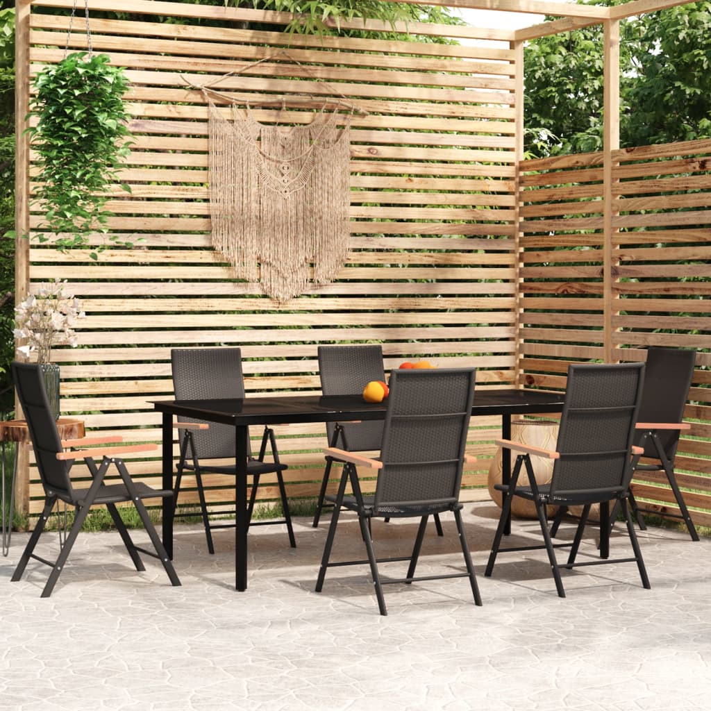 9 pcs conjunto de jantar para jardim preto