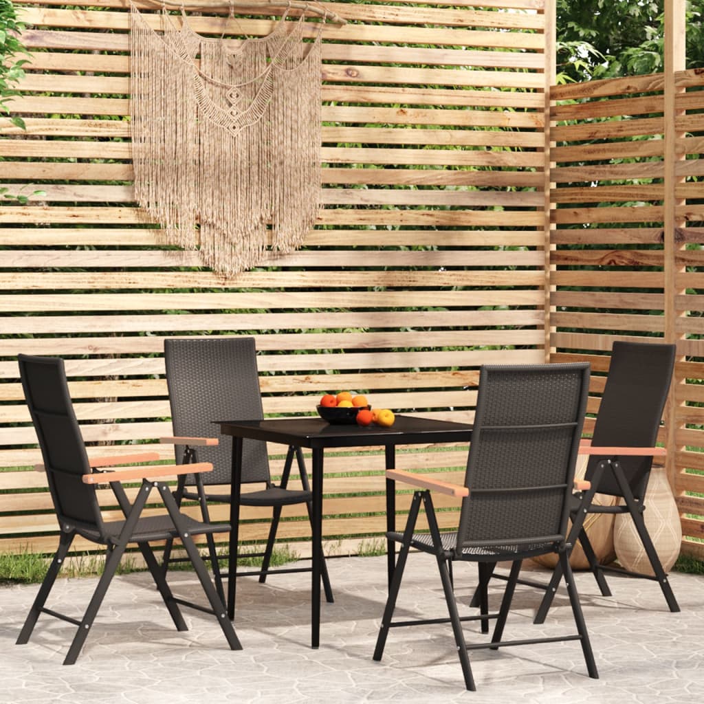 9 pcs conjunto de jantar para jardim preto