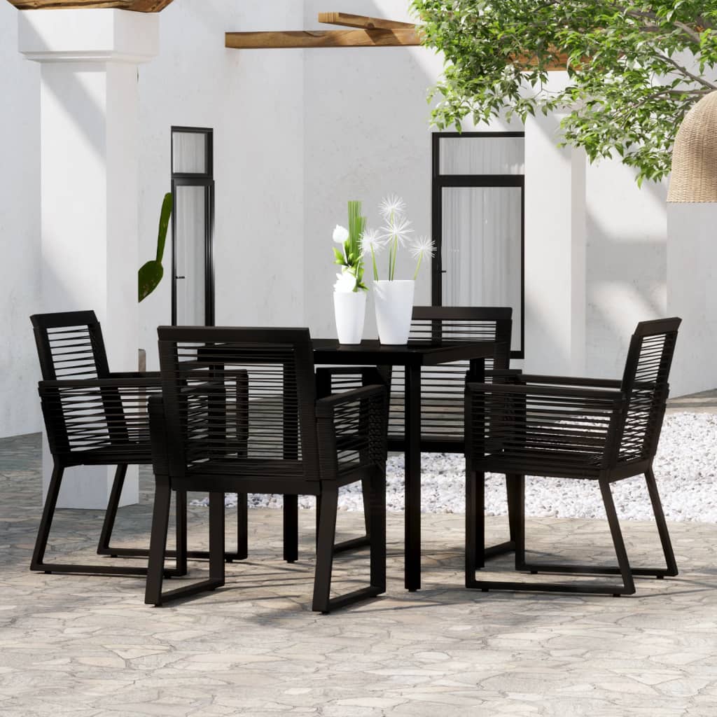 3 pcs conjunto de jantar para jardim preto