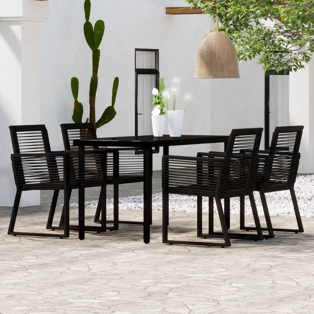 3 pcs conjunto de jantar para jardim preto