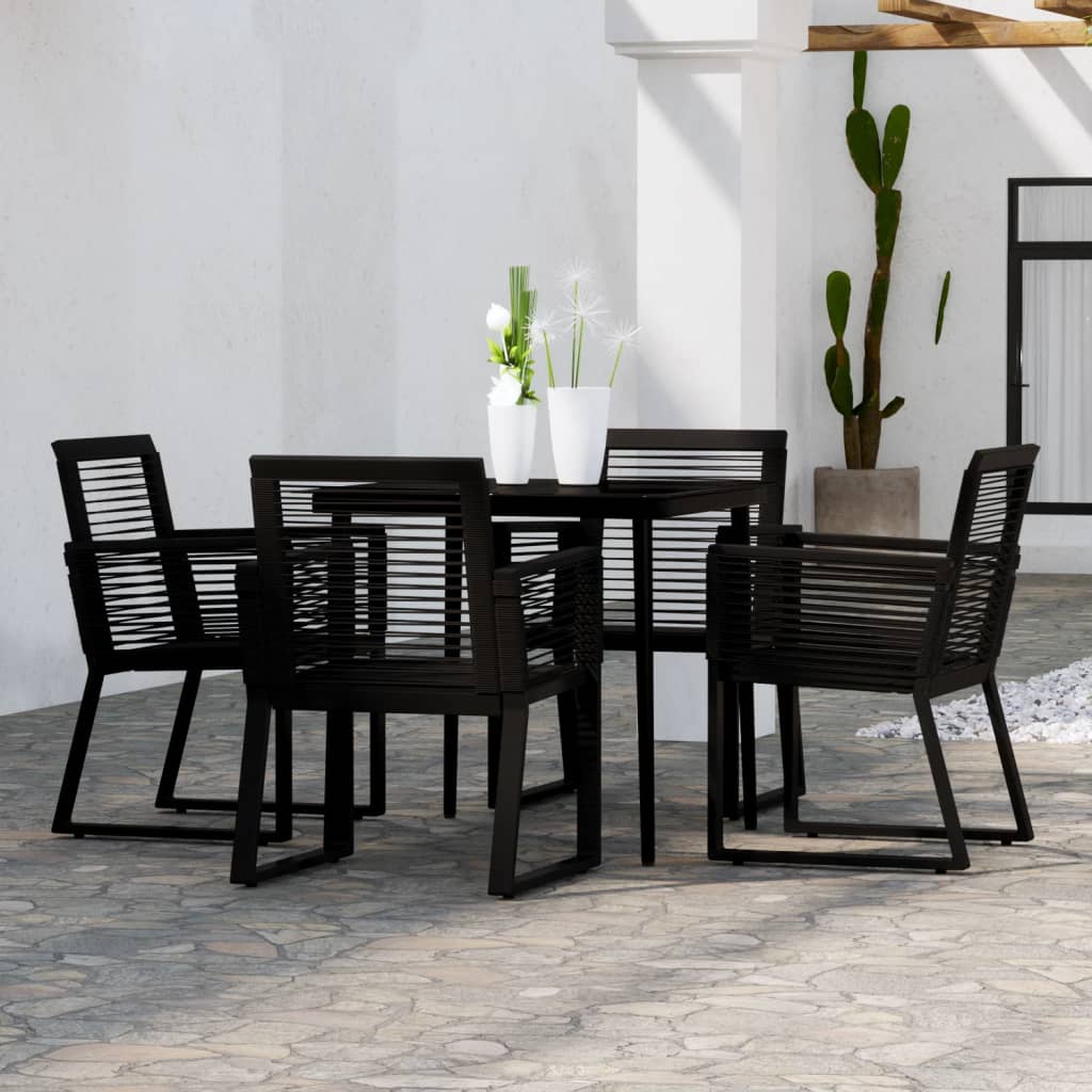 3 pcs conjunto de jantar para jardim preto