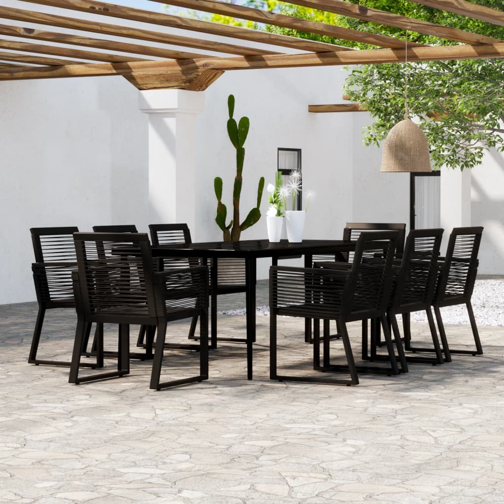 3 pcs conjunto de jantar para jardim preto