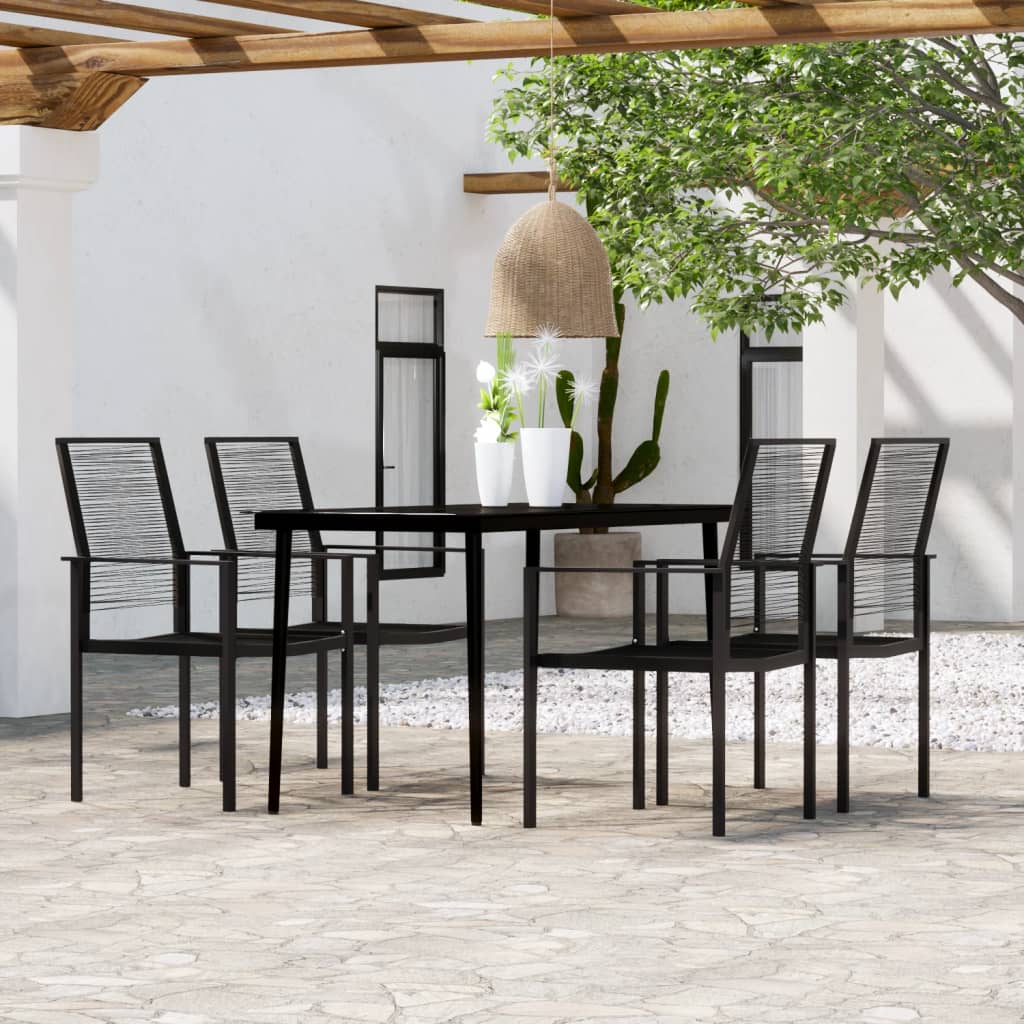 7 pcs conjunto de jantar para jardim preto