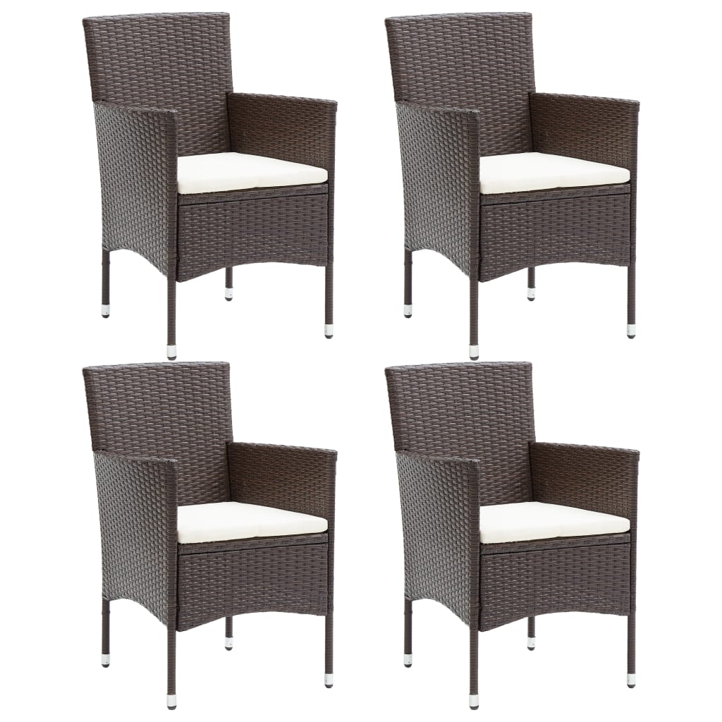 Cadeiras de jantar para jardim 4 pcs vime PE castanho
