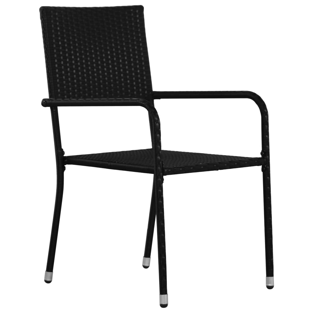 Cadeiras de jantar empilháveis para jardim 2 pcs vime PE preto