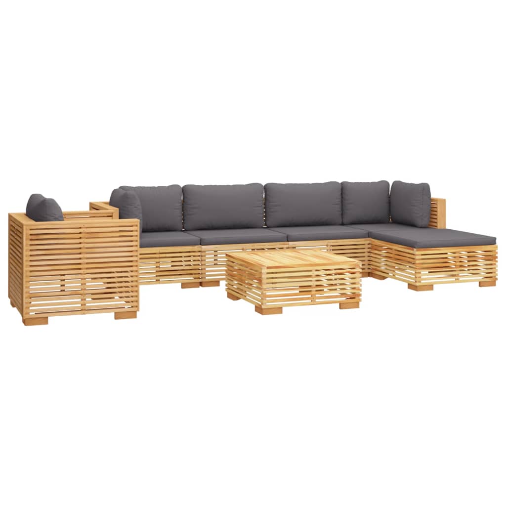 6 pcs conjunto lounge jardim c/ almofadões madeira teca maciça