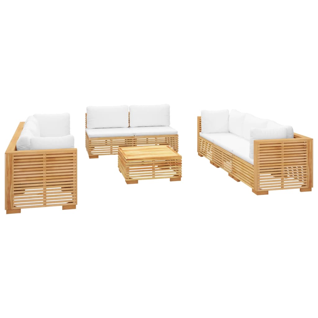 6 pcs conjunto lounge jardim c/ almofadões madeira teca maciça