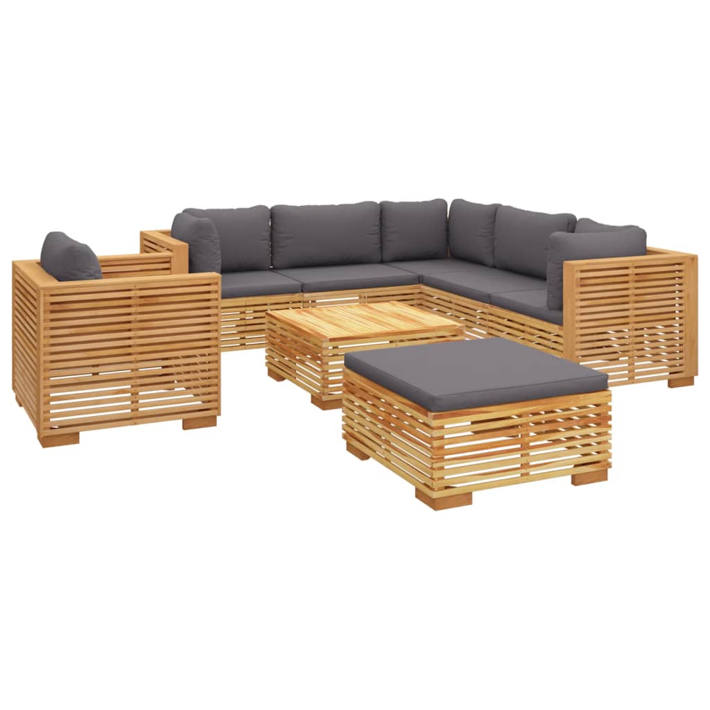 6 pcs conjunto lounge jardim c/ almofadões madeira teca maciça