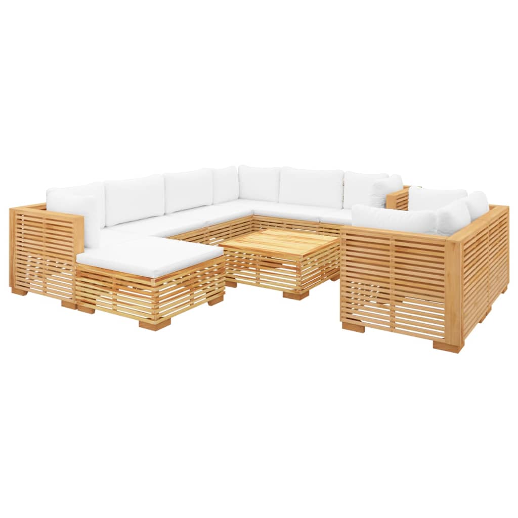6 pcs conjunto lounge jardim c/ almofadões madeira teca maciça