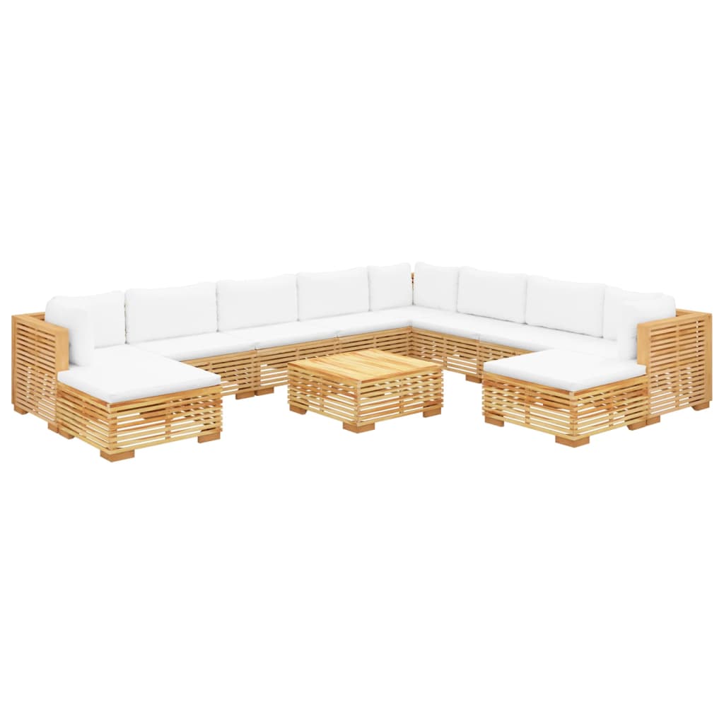 6 pcs conjunto lounge jardim c/ almofadões madeira teca maciça