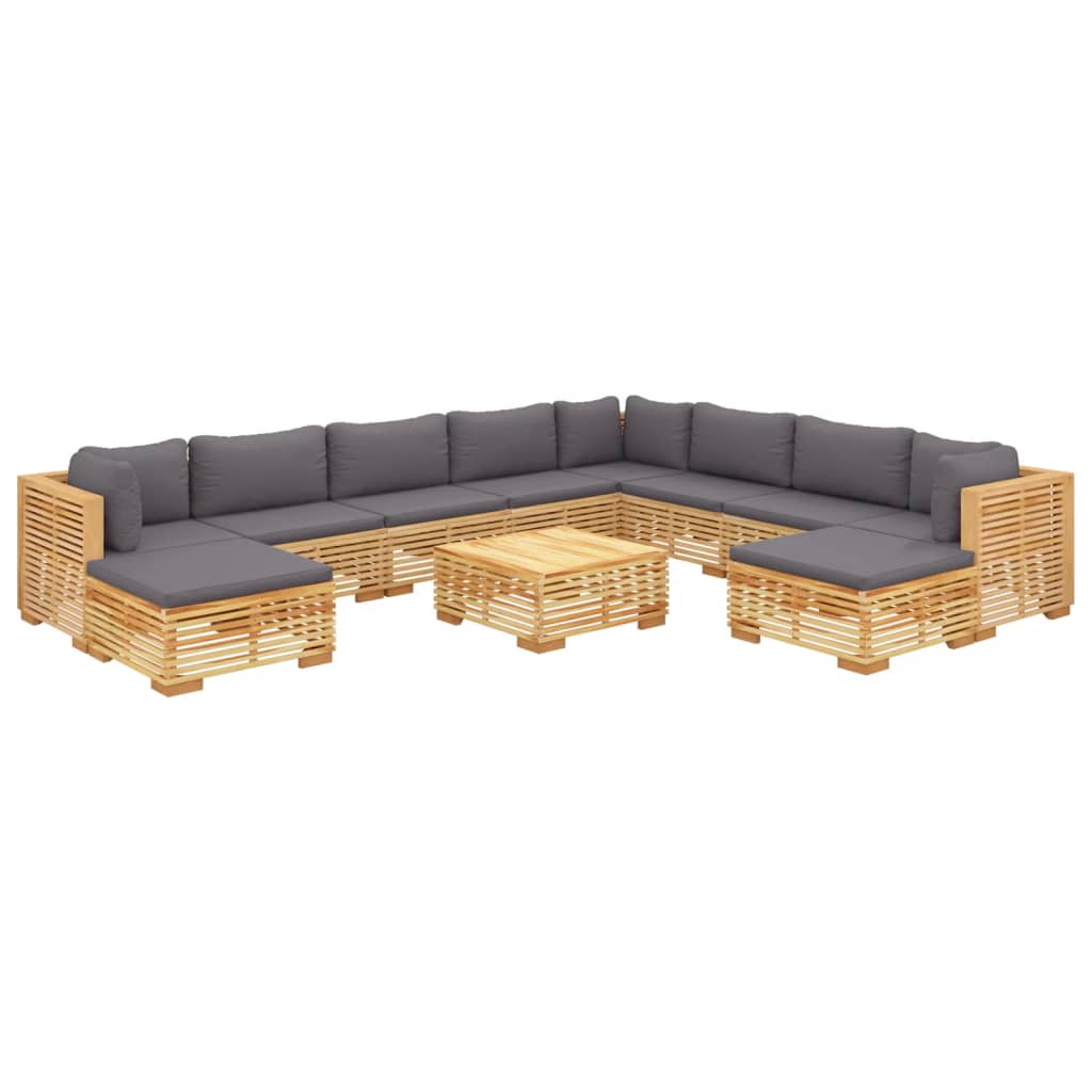 6 pcs conjunto lounge jardim c/ almofadões madeira teca maciça