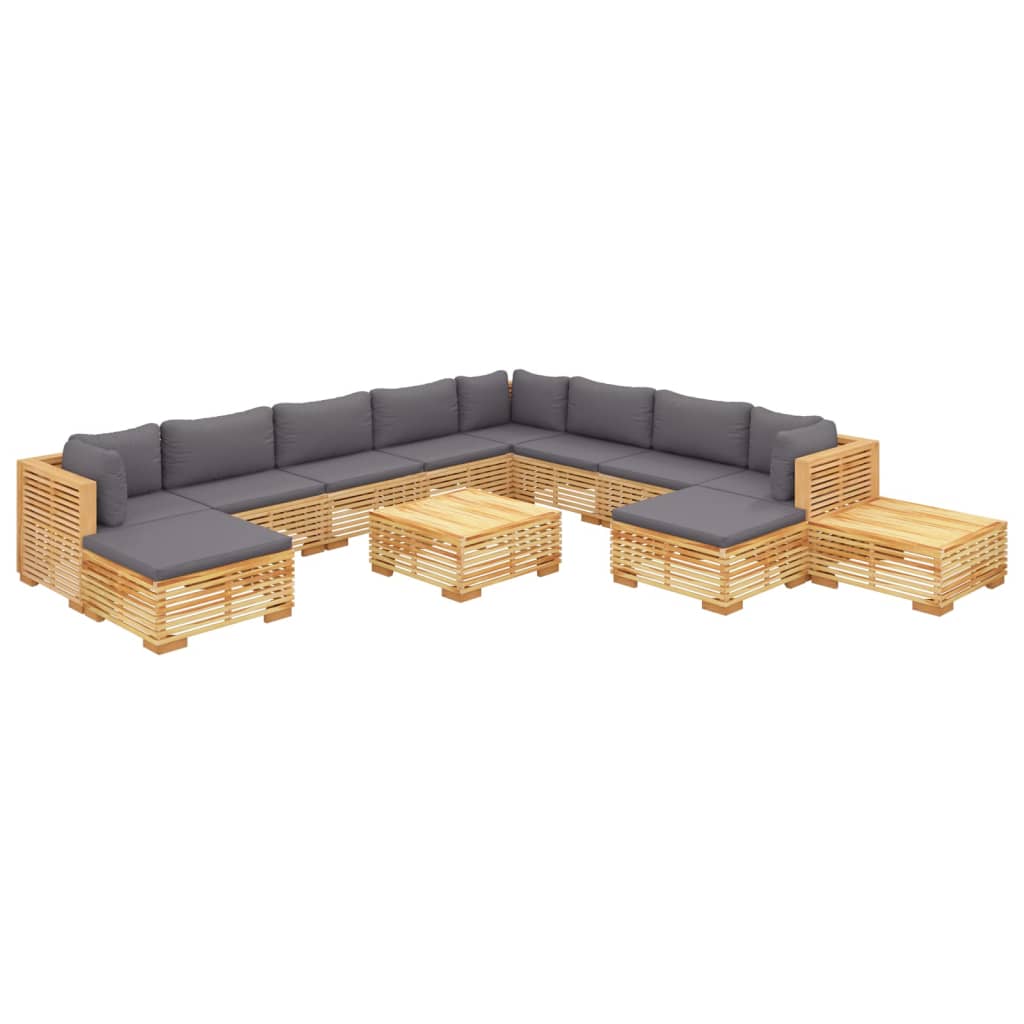 6 pcs conjunto lounge jardim c/ almofadões madeira teca maciça