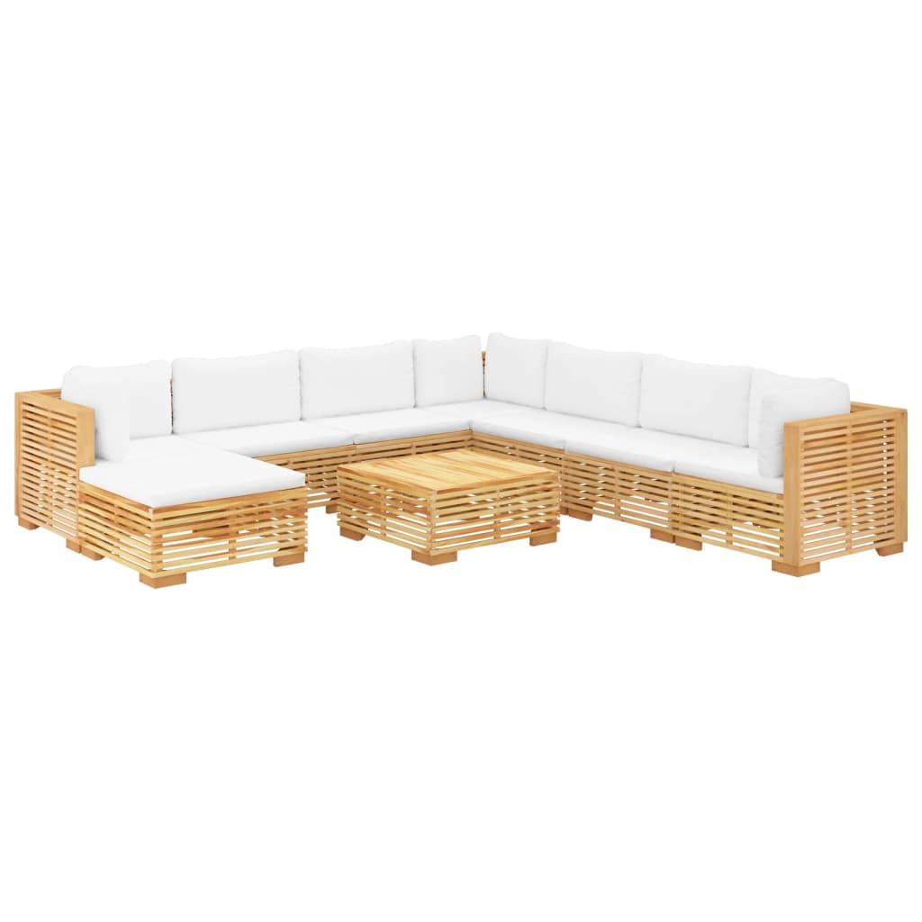 6 pcs conjunto lounge jardim c/ almofadões madeira teca maciça