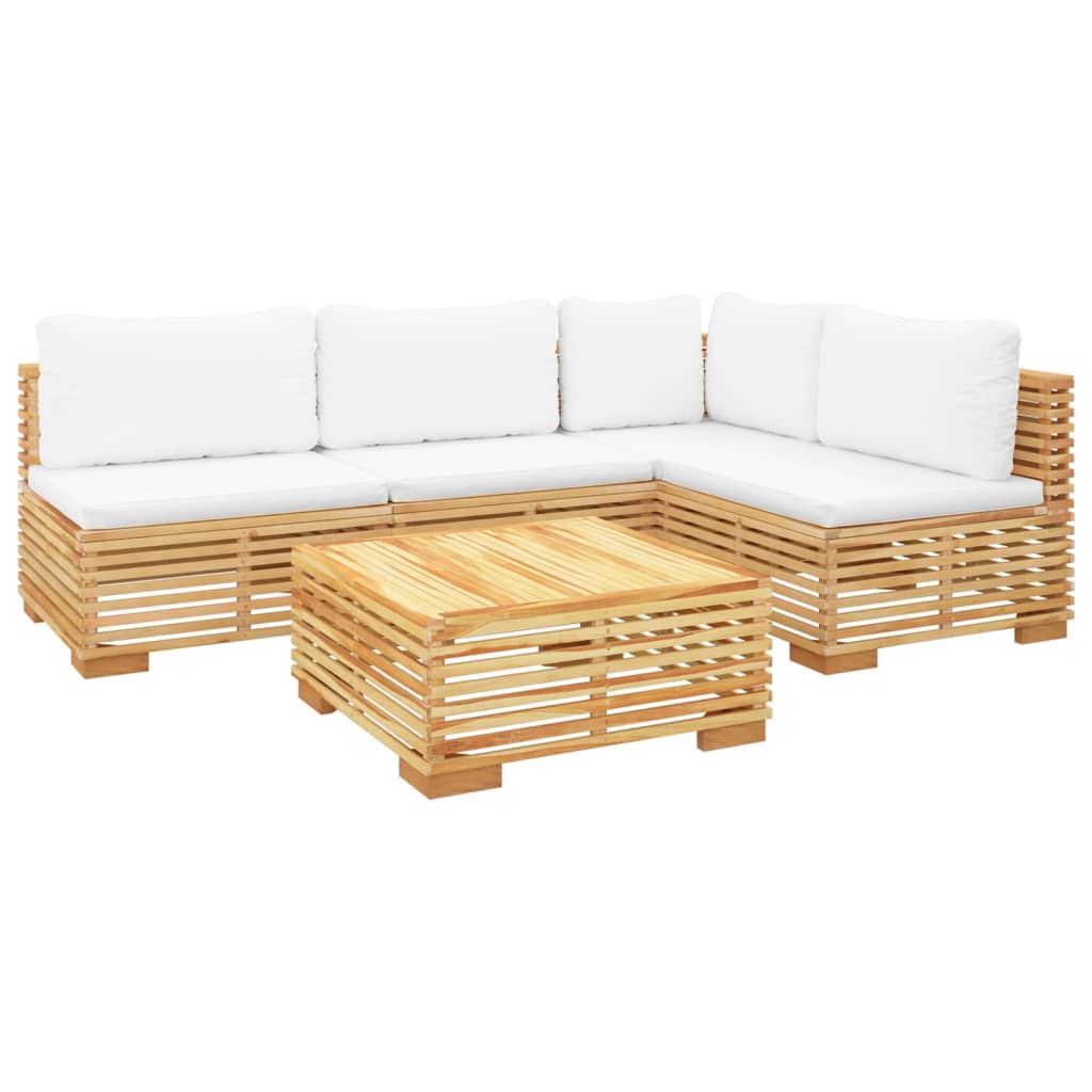 6 pcs conjunto lounge jardim c/ almofadões madeira teca maciça