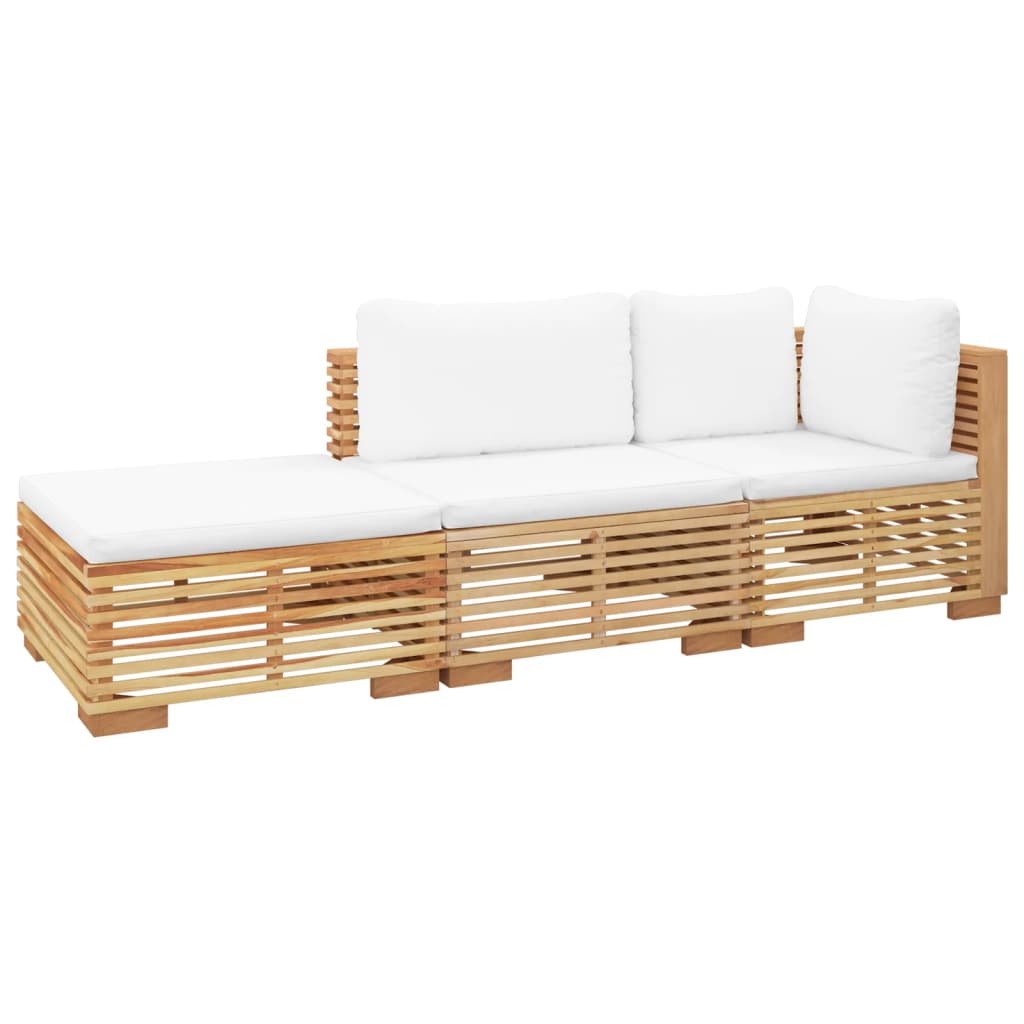 6 pcs conjunto lounge jardim c/ almofadões madeira teca maciça