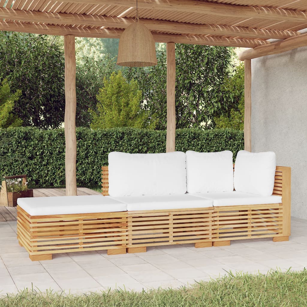 6 pcs conjunto lounge jardim c/ almofadões madeira teca maciça