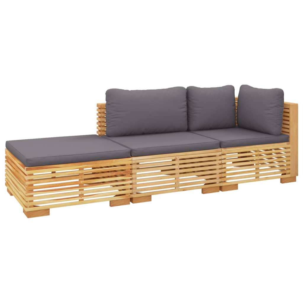 6 pcs conjunto lounge jardim c/ almofadões madeira teca maciça