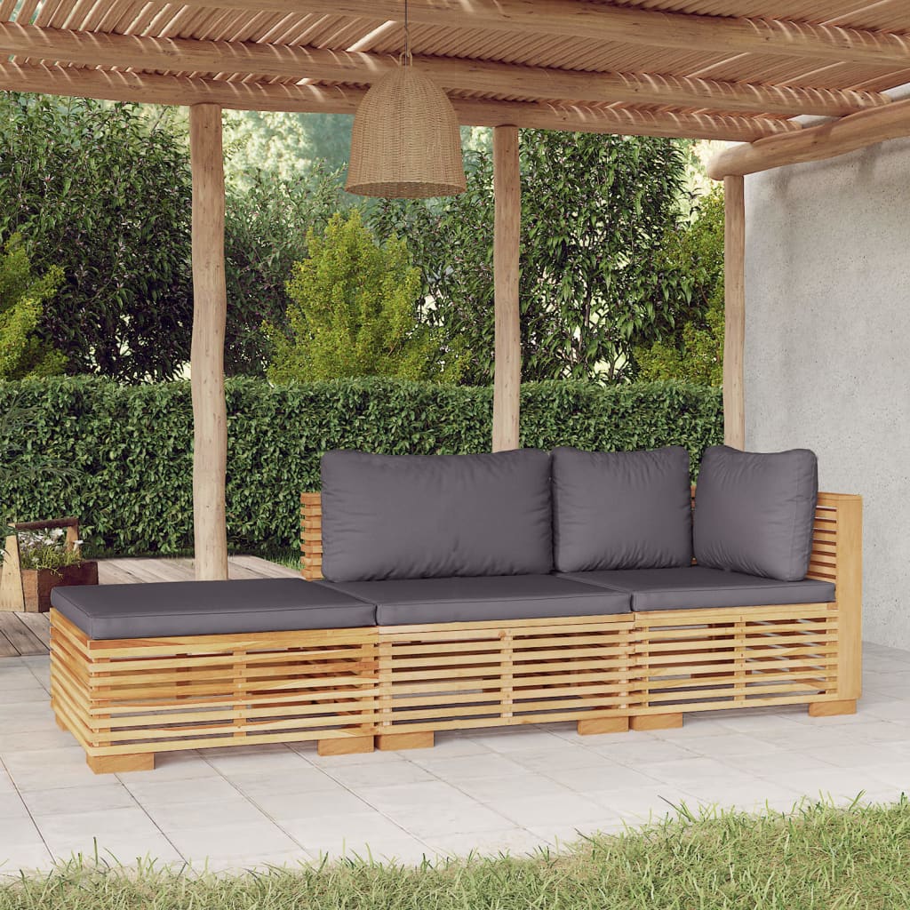 6 pcs conjunto lounge jardim c/ almofadões madeira teca maciça