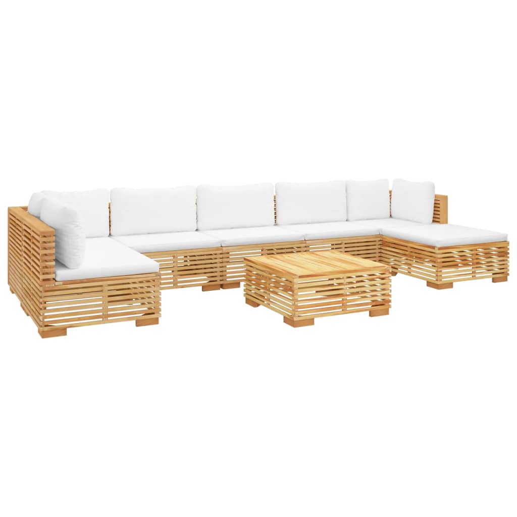 6 pcs conjunto lounge jardim c/ almofadões madeira teca maciça