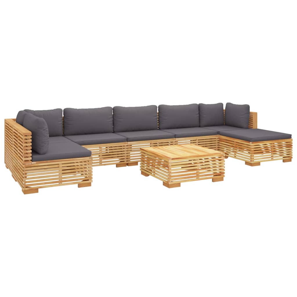 6 pcs conjunto lounge jardim c/ almofadões madeira teca maciça