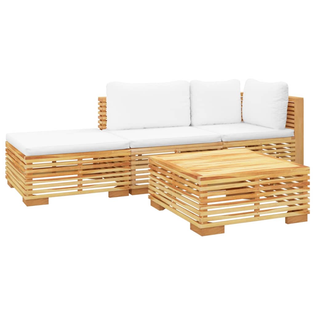 6 pcs conjunto lounge jardim c/ almofadões madeira teca maciça