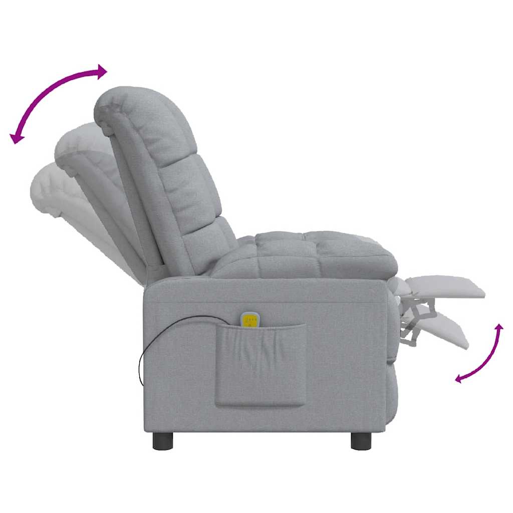 Poltrona de massagens tecido cinzento-claro