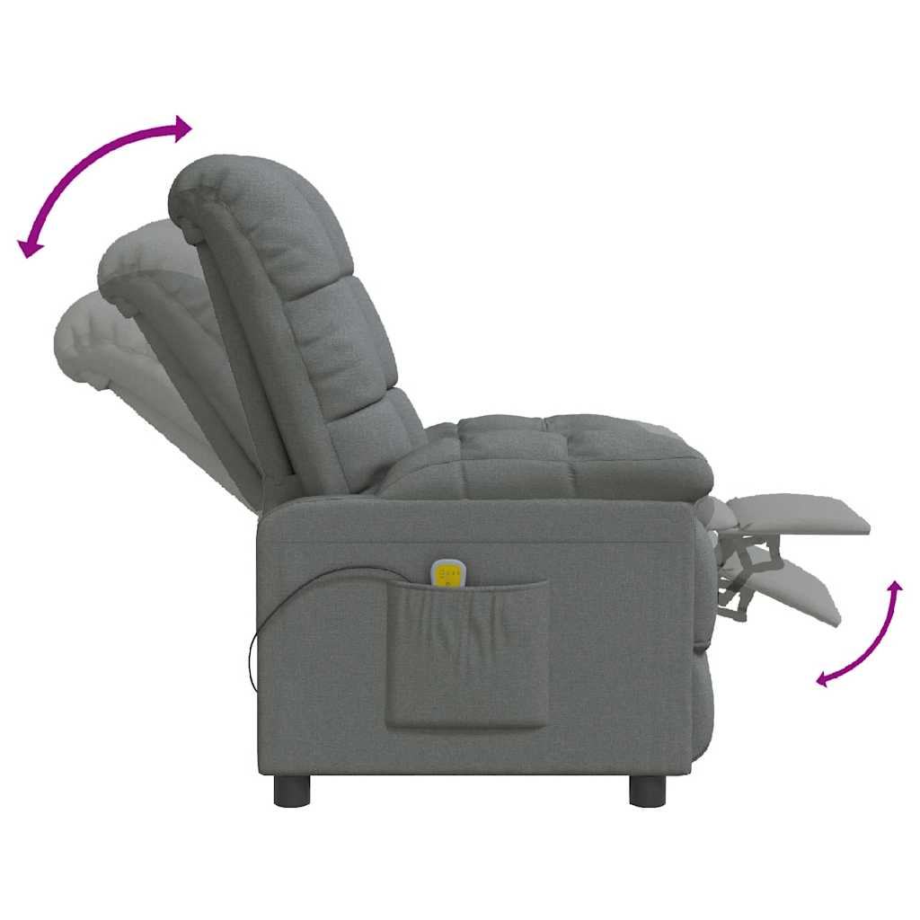 Poltrona de massagens tecido cinzento-escuro
