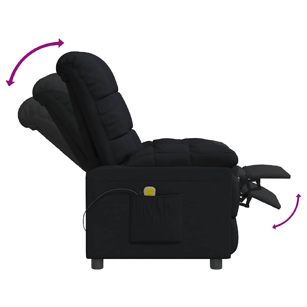 Poltrona de massagens reclinável tecido preto