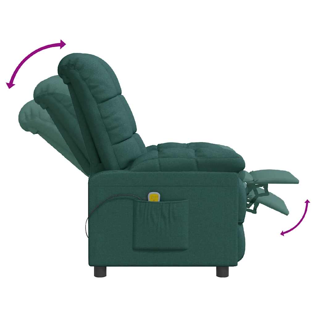 Poltrona de massagens tecido verde-escuro