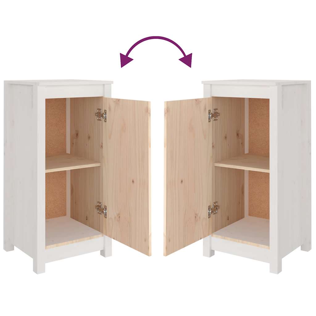 Aparadores 2 pcs 40x35x80 cm madeira de pinho maciça branco