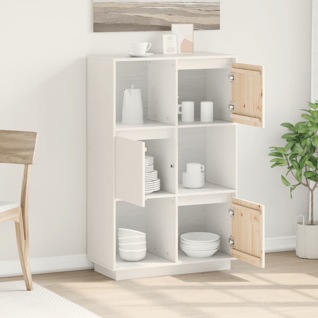 Aparador alto74x35x117 cm pinho maciço branco