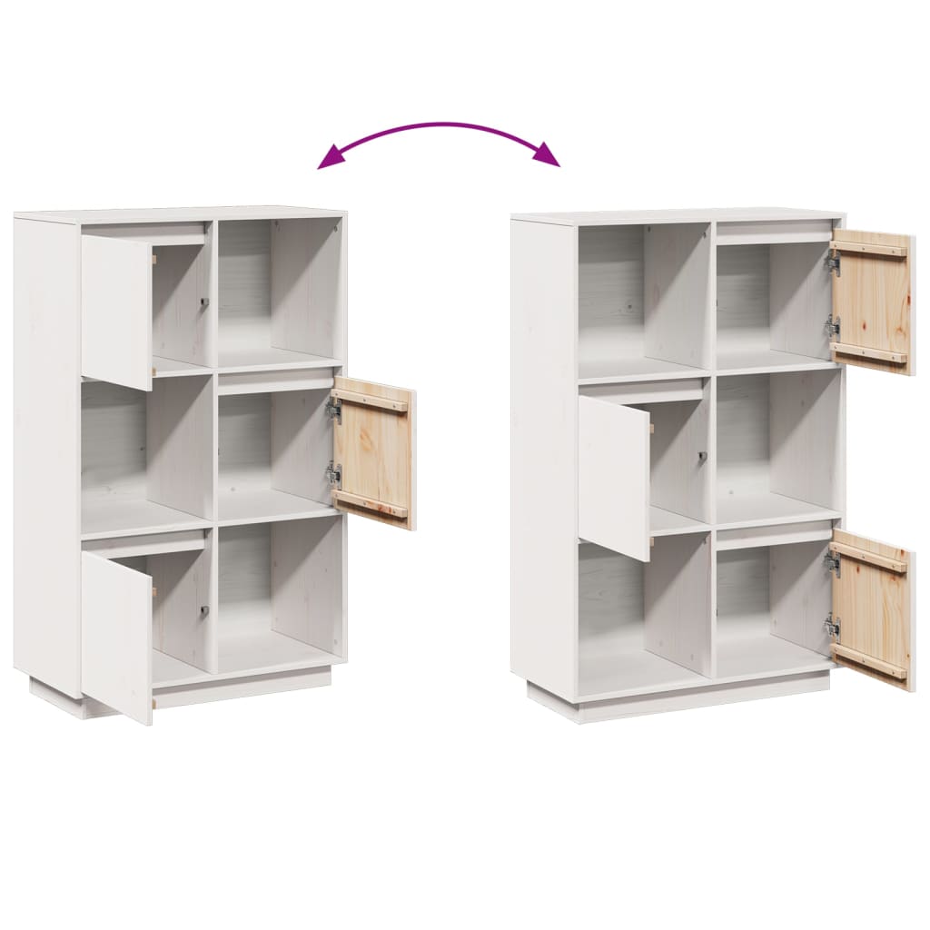 Aparador alto74x35x117 cm pinho maciço branco