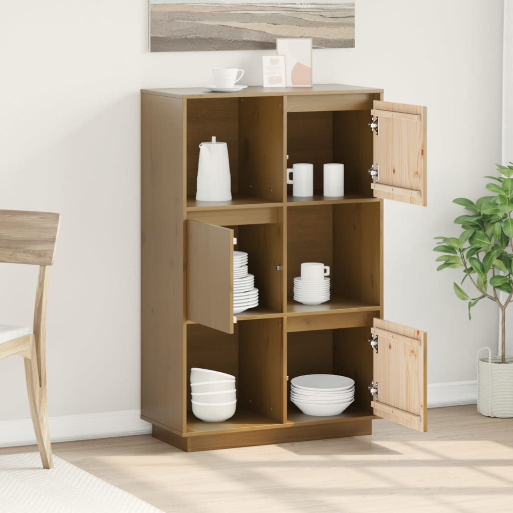 Aparador alto74x35x117 cm pinho maciço branco