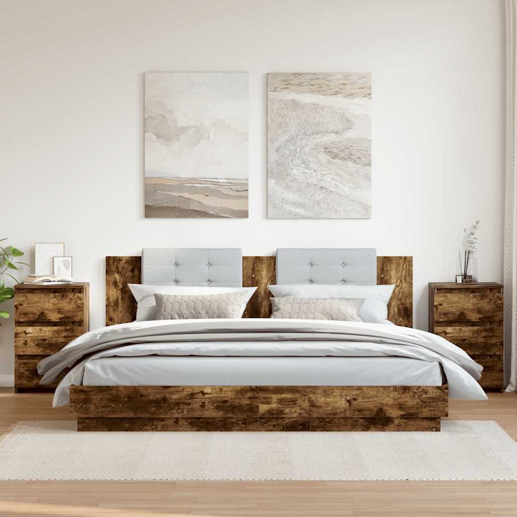 Mesas cabeceira 2 pcs 40x35x62,5 cm madeira proc. sonoma cinza