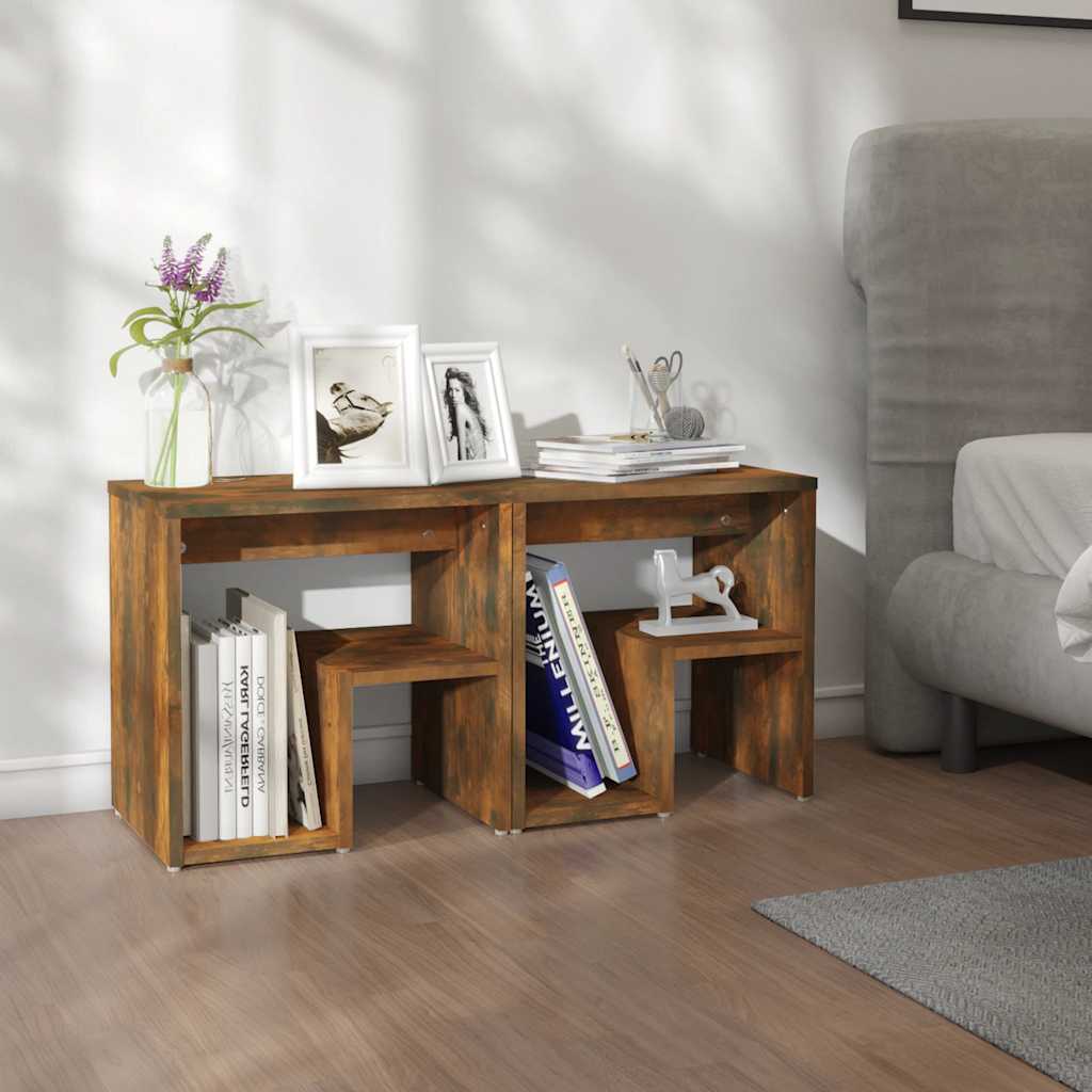 Mesas cabeceira 2 pcs 40x30x40 cm madeira proc. sonoma cinza