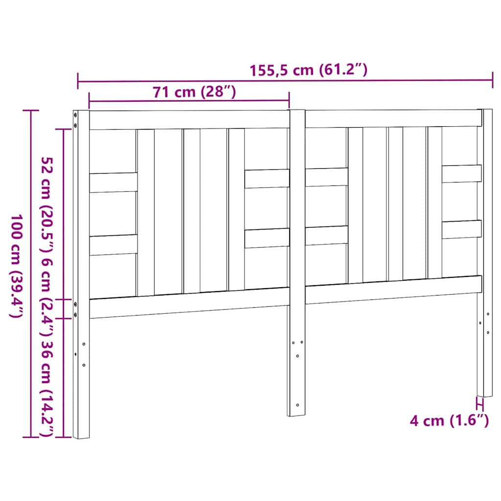 Cabeceira de cama 206x4x100 cm pinho maciço branco