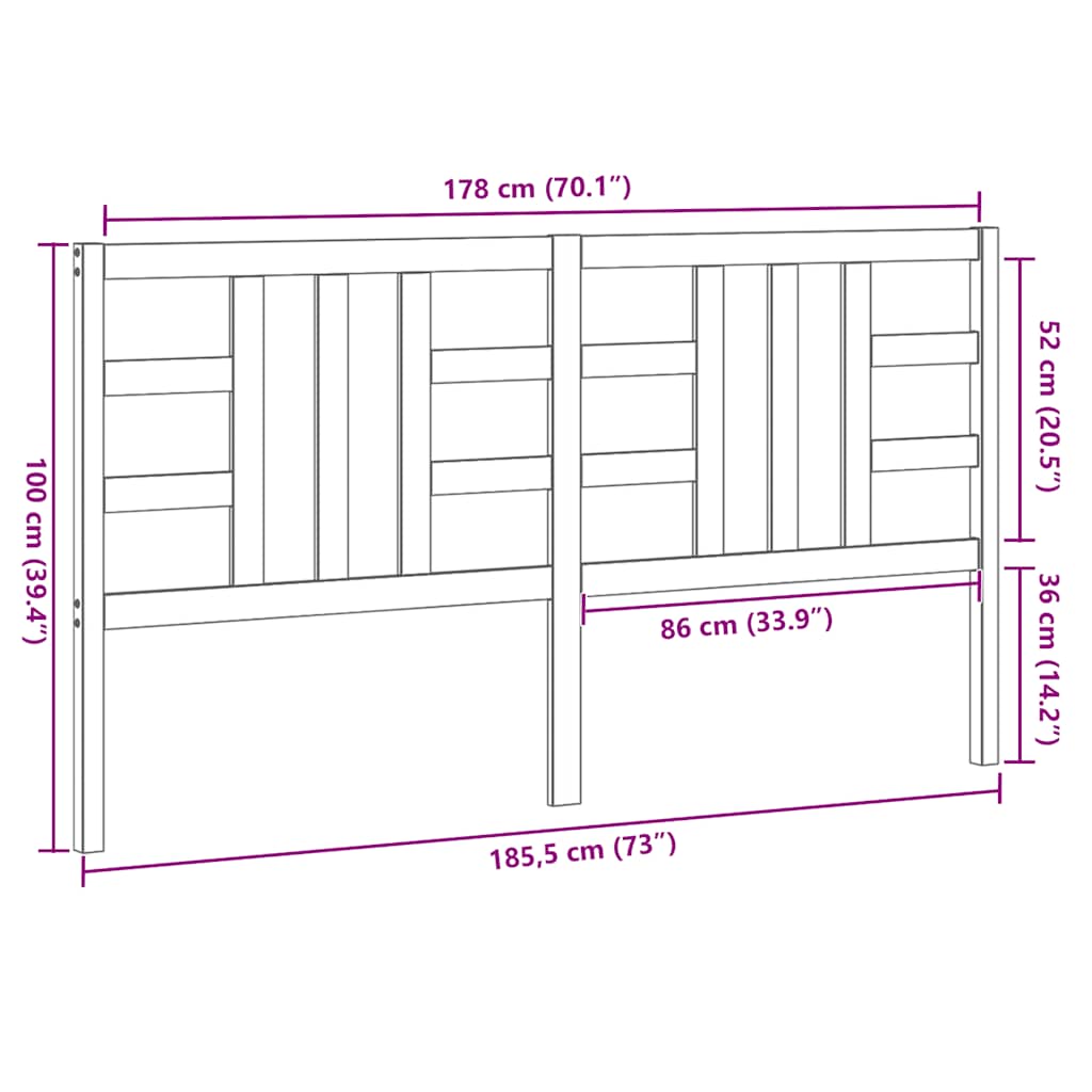 Cabeceira de cama 206x4x100 cm pinho maciço branco