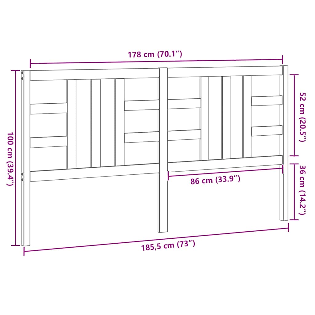 Cabeceira de cama 206x4x100 cm pinho maciço branco