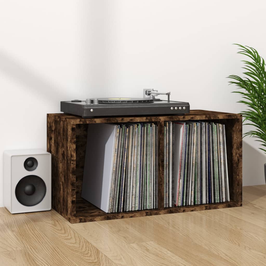 Caixa discos vinil 71x34x36cm derivados madeira cinzento sonoma