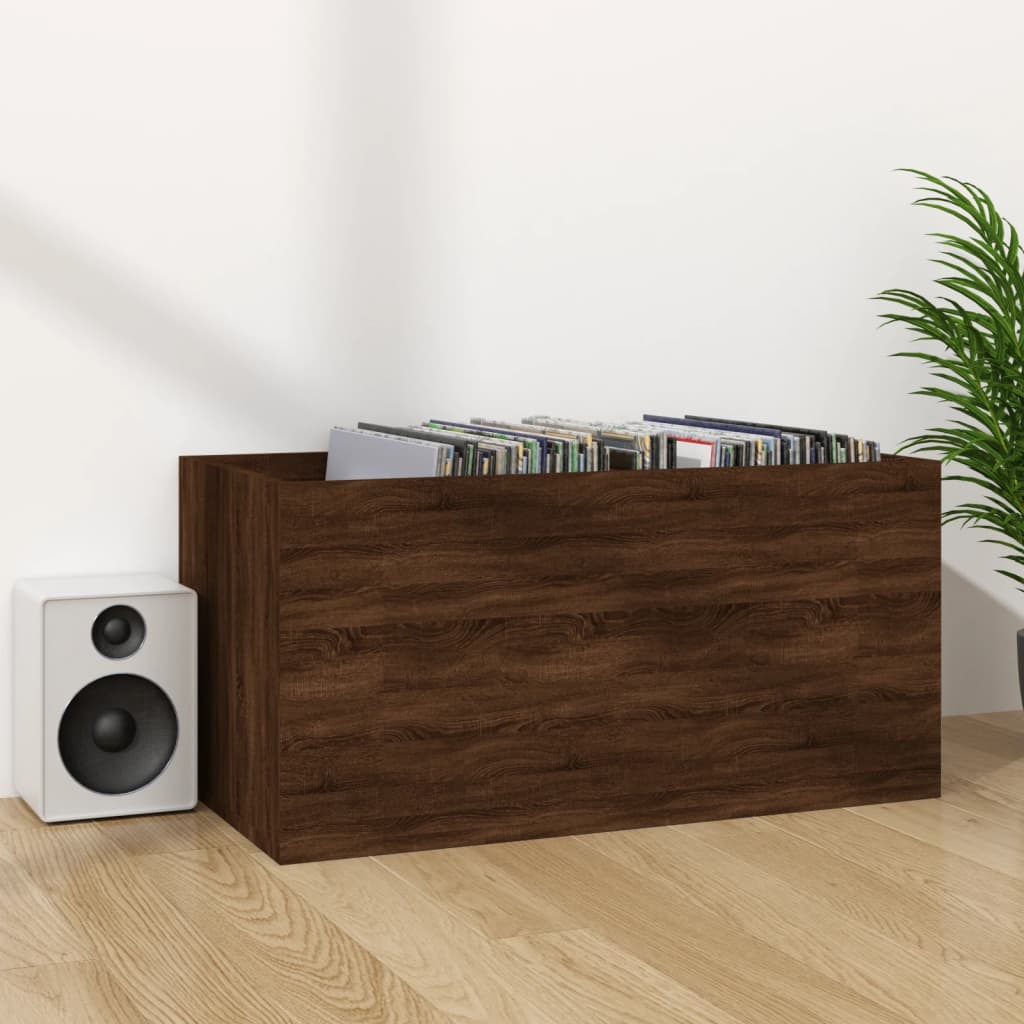 Caixa discos vinil 71x34x36cm derivados madeira cinzento sonoma