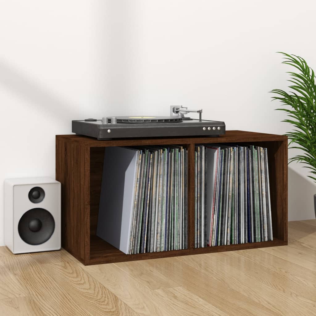Caixa discos vinil 71x34x36cm derivados madeira cinzento sonoma