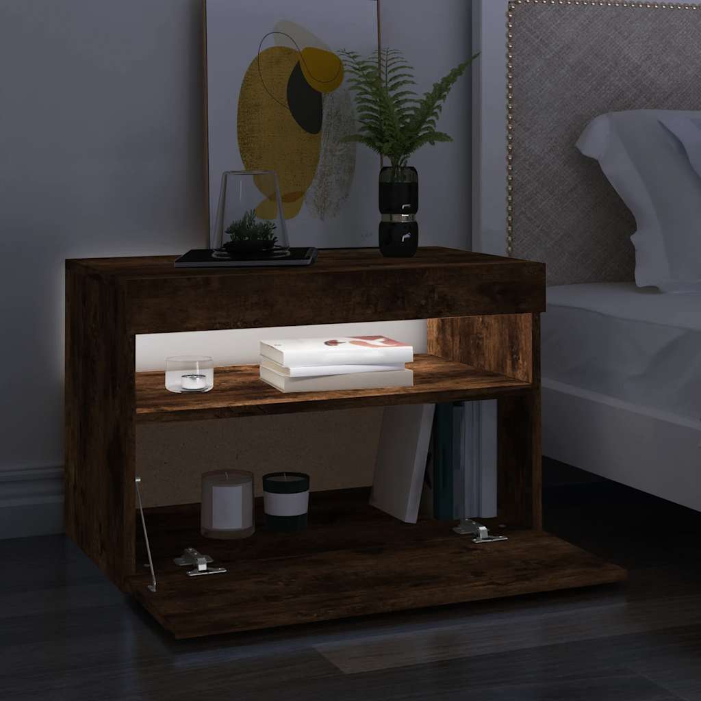 Móvel de TV com luzes LED 75x35x40 cm branco