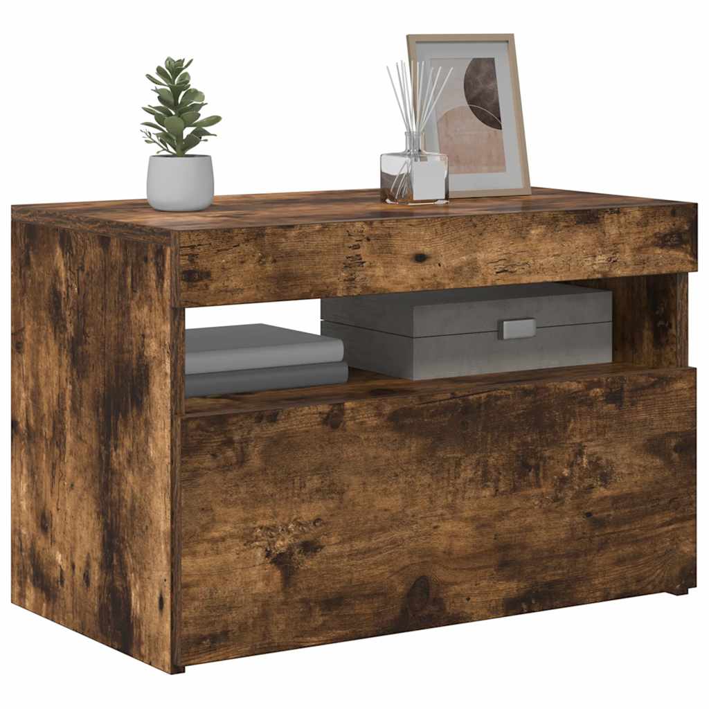 Móvel de TV com luzes LED 75x35x40 cm branco