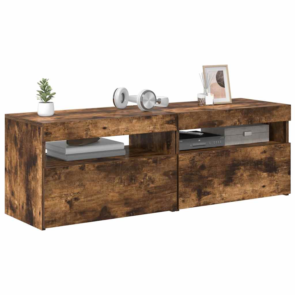 Móvel de TV com luzes LED 2 pcs 75x35x40 cm branco