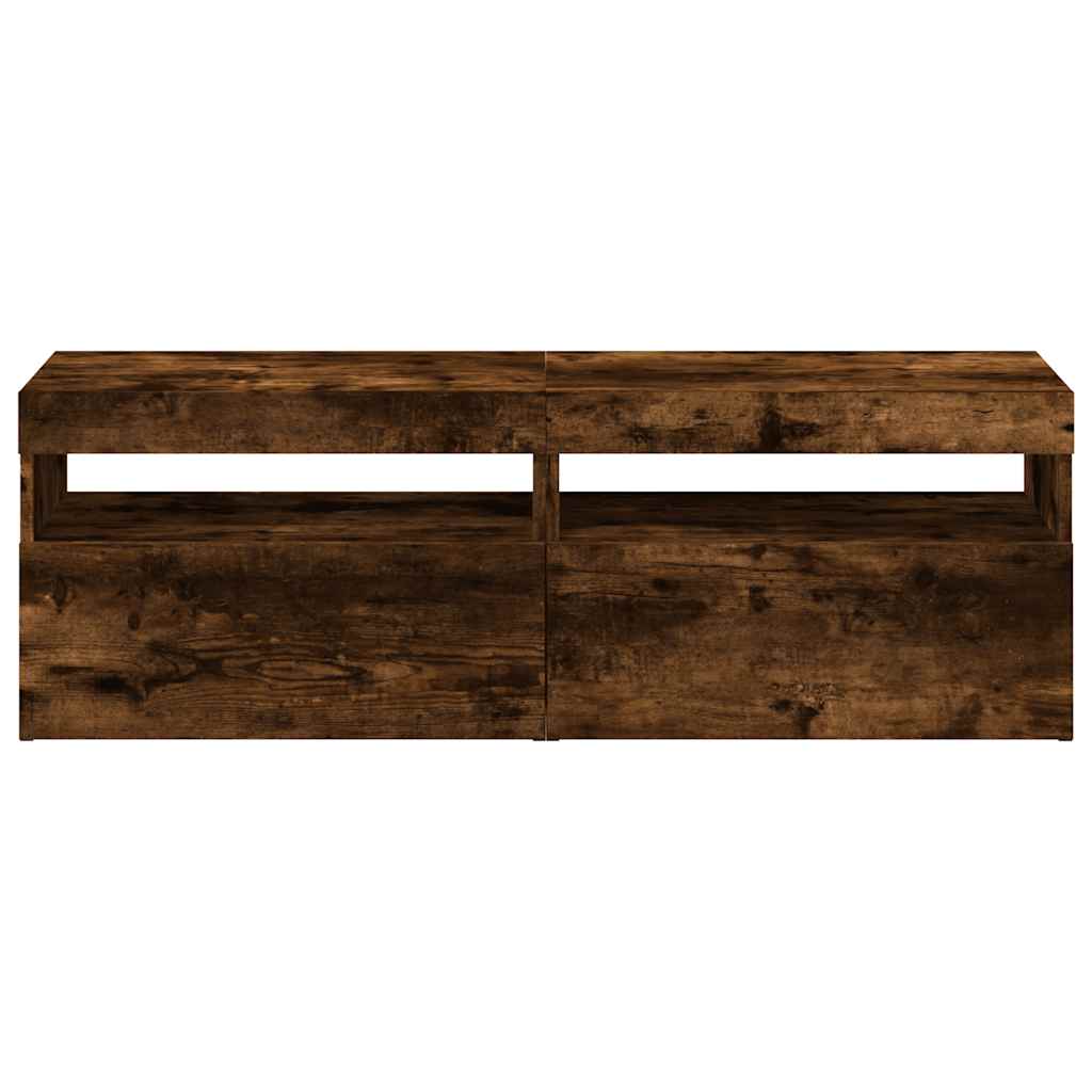 Móvel de TV com luzes LED 2 pcs 75x35x40 cm branco