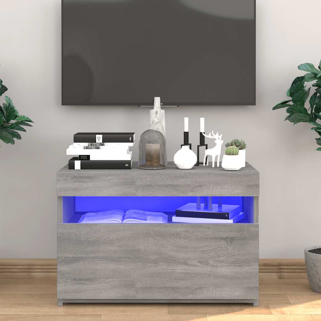 Móvel de TV com luzes LED 75x35x40 cm branco