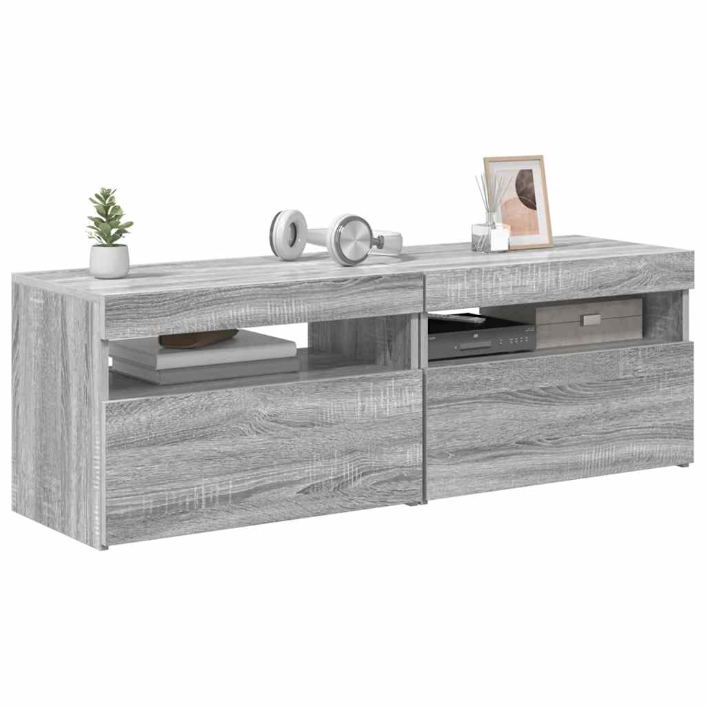 Móvel de TV com luzes LED 2 pcs 75x35x40 cm branco